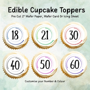 Essbare Cupcake Toppers 30,5 x 5 cm - Essbare Cupcake Toppers - Vorgeschnittene Geburtstagskuchendekoration, Oblaten Karte oder Zuckerguss