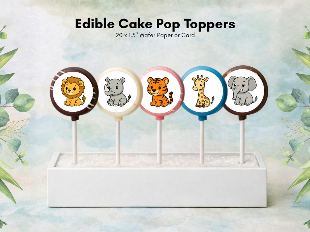 Pop Topper Zoo Animal Edible Cake Pop Toppers: 20 X 1.5