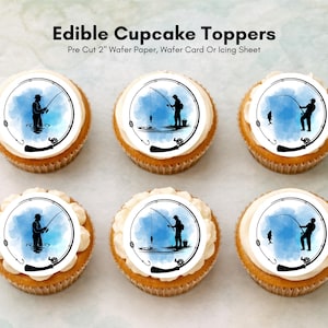 Décorations pour cupcakes comestibles sur le thème de la pêche – 12 x 2 po. (prédécoupé)