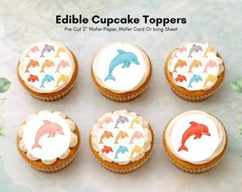 Dolphin Cupcake Toppers – 12 Edible Decorations (Wafer Paper, Card, Icing Sheet)