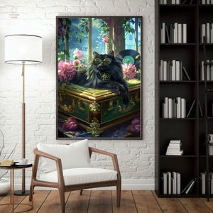 Decorazione murale retrò con gatti cool - Poster degli Aristogatti, stampabile con dischi in vinile, decorazione barocca massimalista per la stanza dei gatti.