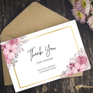 Vorlagen für Dankeskarten zur Hochzeit – Digitaler Download – Wertschätzung für Gäste – Einfach anzupassen – Persönlichkeit und Stil – Design in Minuten