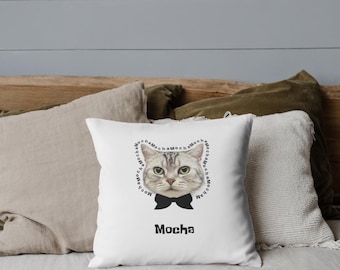 Benutzerdefinierte Katzen Porträt Kissen, personalisierte Haustier Erinnerung Kissen, Geschenk für Katzenliebhaber