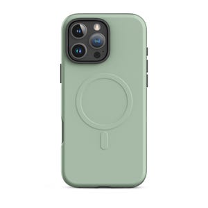Sage Green iPhone Case: Minimalist Matte Finish, MagSafe Friendly