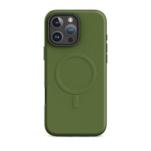 Olive Drab iPhone Case: MagSafe Compatible, Minimalist Matte Finish