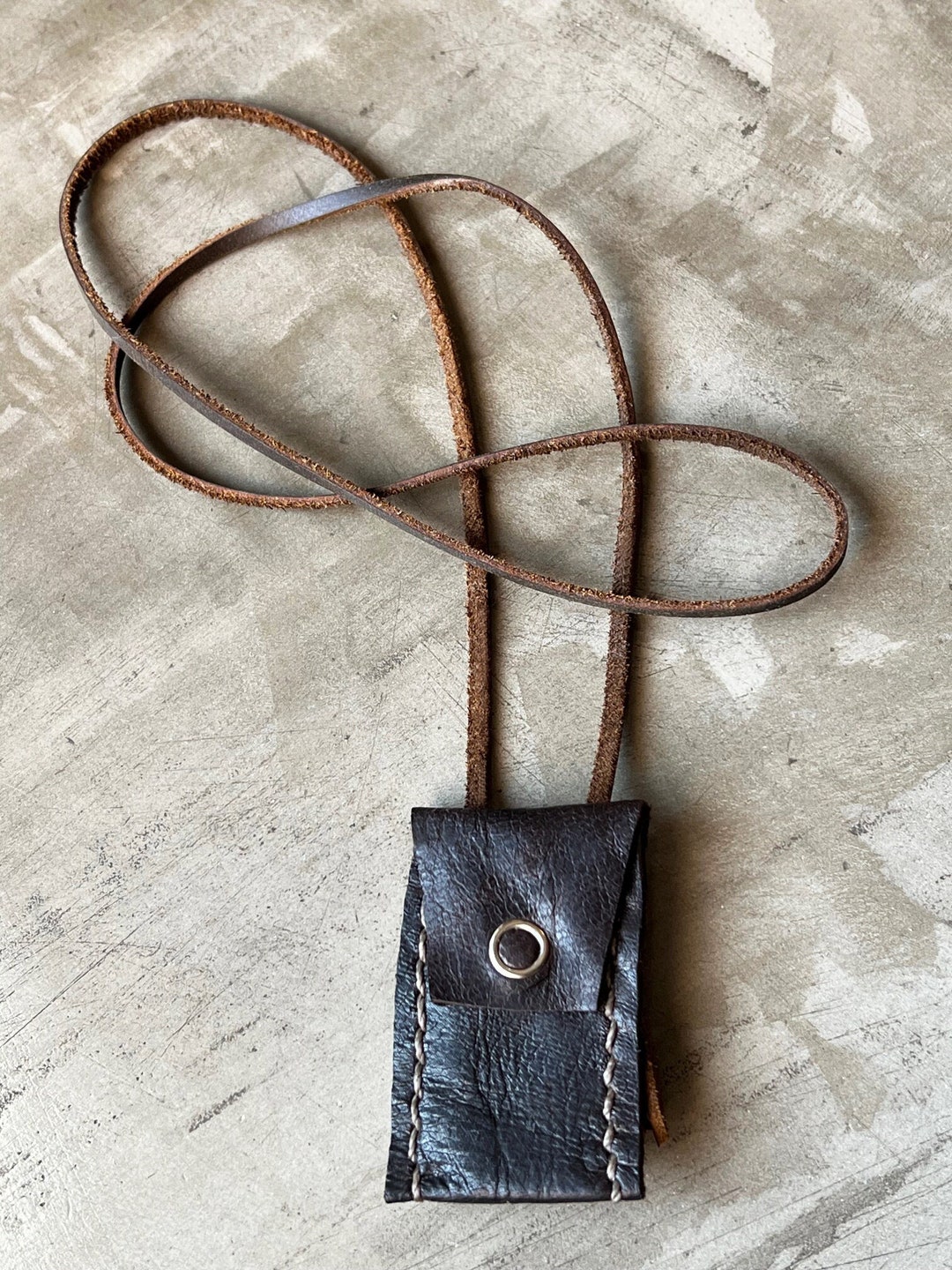 Small Leather Pouch Necklace - Etsy