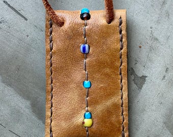 leather amulet pouch necklace