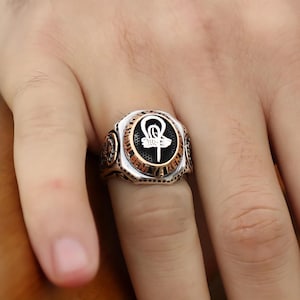 Ottoman Tughra Ring, 1453 Conquest Ring, Turkish Silver Statement Jewelry, Men&#39;s Ring, 925 Sterling Silver