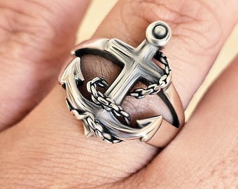 Men's Sterling Silver Anchor Ring