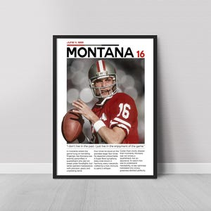 Joe Montana Poster, Football Wall Art, NFL Legend Wall Art, Sports Decor, Digital Download, Football Decor Gift for Fans.