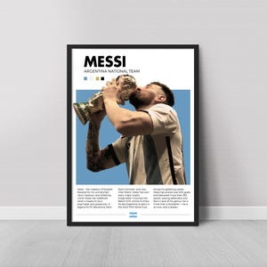 Póster de Lionel Messi, arte mural de fútbol, descarga digital de fútbol, impresión de leyenda deportiva, regalo de campeón del mundo, decoración de pared de Argentina, arte de leyenda.
