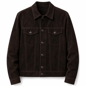Men's Dark Brown Real Suede Trucker Jacket | Genuine Suede Leather Western Jacket | Vintage Casual Jacket | Gift for Him Boyfriend
