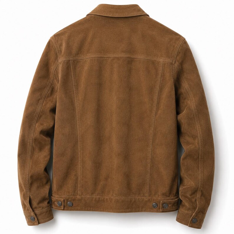 Men's Tan Brown Real Suede Trucker Jacket | Genuine Suede Leather Western Jacket | Vintage Casual Jacket | Gift for Him Boyfriend Bild 3