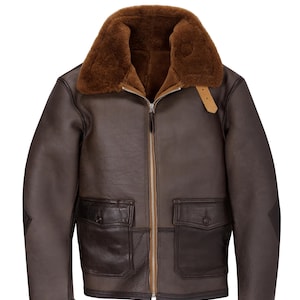 Men’s C-44 Sheepskin Flight Jacket – WWII Inspired Real Shearling Bomber – Heavyweight Aviator Military Style Winter Coat