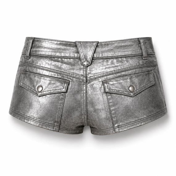 パンツ y2k NKNIT llic Silver lether Shorts パンツ y2k NKNIT llic