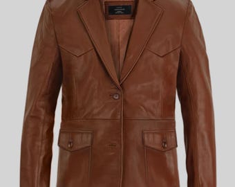 Men's Western Leather Blazer | Real Cowhide Rodeo Jacket | Handmade cowboy style coat