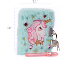 Furry Friends Journal Unicorn, unicorn Journal, unicorn journals, fluffy journal, kids journals, Kids notebook with Pen and Key, Kids Diary