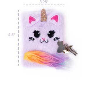 Kids Notebook with lock, Kids Journal Caticorn Journal & Pen, purple journal, small kids notebook, cat notebook