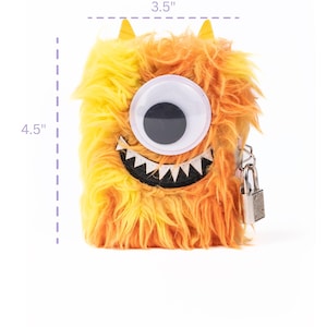 Furry Monster Journal, Kids Journal with Pen and Key, journal, fluffy monster diary, journal with lock and key,  Kids Easter Gift