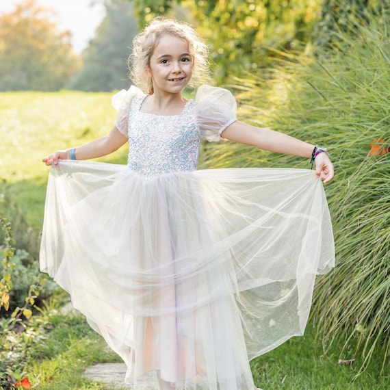 glitter princess dress up Rainbow Sherbert Sparkle Dress, Colorful Dress, Sparkly Twirl Dress, Sequin for kids, Kids Dress instock