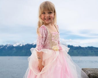 open lace back dress Meland Pink Princess Dress Up For Girls, Dress Up Clothes For Little Girls  Pretend Play(Xl,9-10 Years)