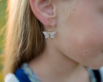 Butterfly Clip On Earrings, kids clip on earrings, kids earrings, butterfly earrings, unpierced earrings for kids
