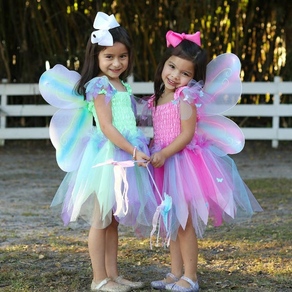 Butterfly Dress w/Wings & Wand, Pink/Multi, fairy dress, pink butterfly with wings, fairy dress up for kids
