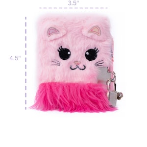 Furry Friends Journal Kitty, kids journal, journal with lock and key, fluffy journal, Kids notebook with Pen and Key, Kids Diary