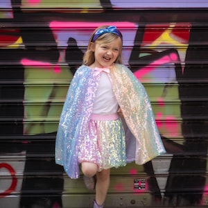 Ombre Sequins Cape, pastel cape, sequins cape,, Kids Dress up, Kids Costumes, pretend play