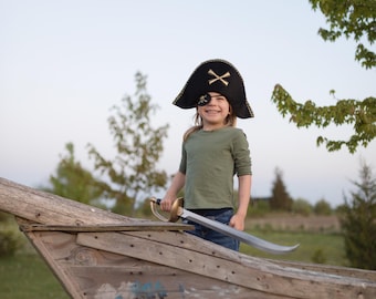 Captain Hook Hat, pirate hat, pirate costume, pirate dress up, kids pirate birthday party, pirate pretend play