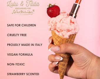 Kids Lipstick–Makeup for Kids, Mess-Free, Non-Toxic, Made in Italy, Vegan, Cruelty Free, Realistic Play, Toddler Girl Gift, Makeup Set,