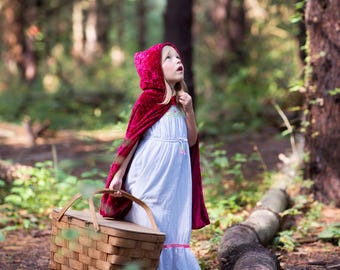 Little Red Riding Hood Cape, FairyTale dressup, little red riding hood costume, kids dress up, little red costume, kids dress up