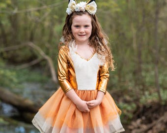 Woodland Fox Dress with Headpiece, kids fox costume, fox dress for girls, fox tutudress, kids costumes