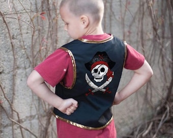 Pirate Vest with Eye Patch, kids pirate vest, kids pirate costume, kids dress up, pirate pretend play