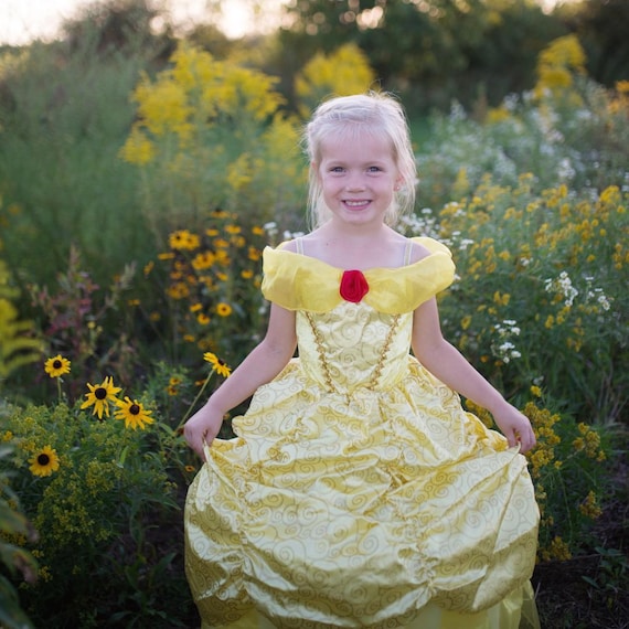 fairytale princess dress up Deluxe Fairytale Princess Gown, Enchanted Rose Princess Dress, Yellow Gown  for Kids, Kids Dress Up, Princess Dress
