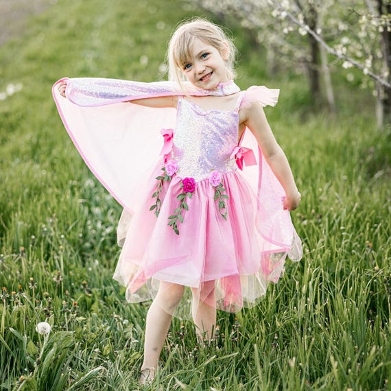 Pink Fairy Dress for Kids, Pink Sequins Forest Fairy Tunic Fairy Costume, Fairy Dress for Kids, Kids Dress Up, Pink Fairy for Kids