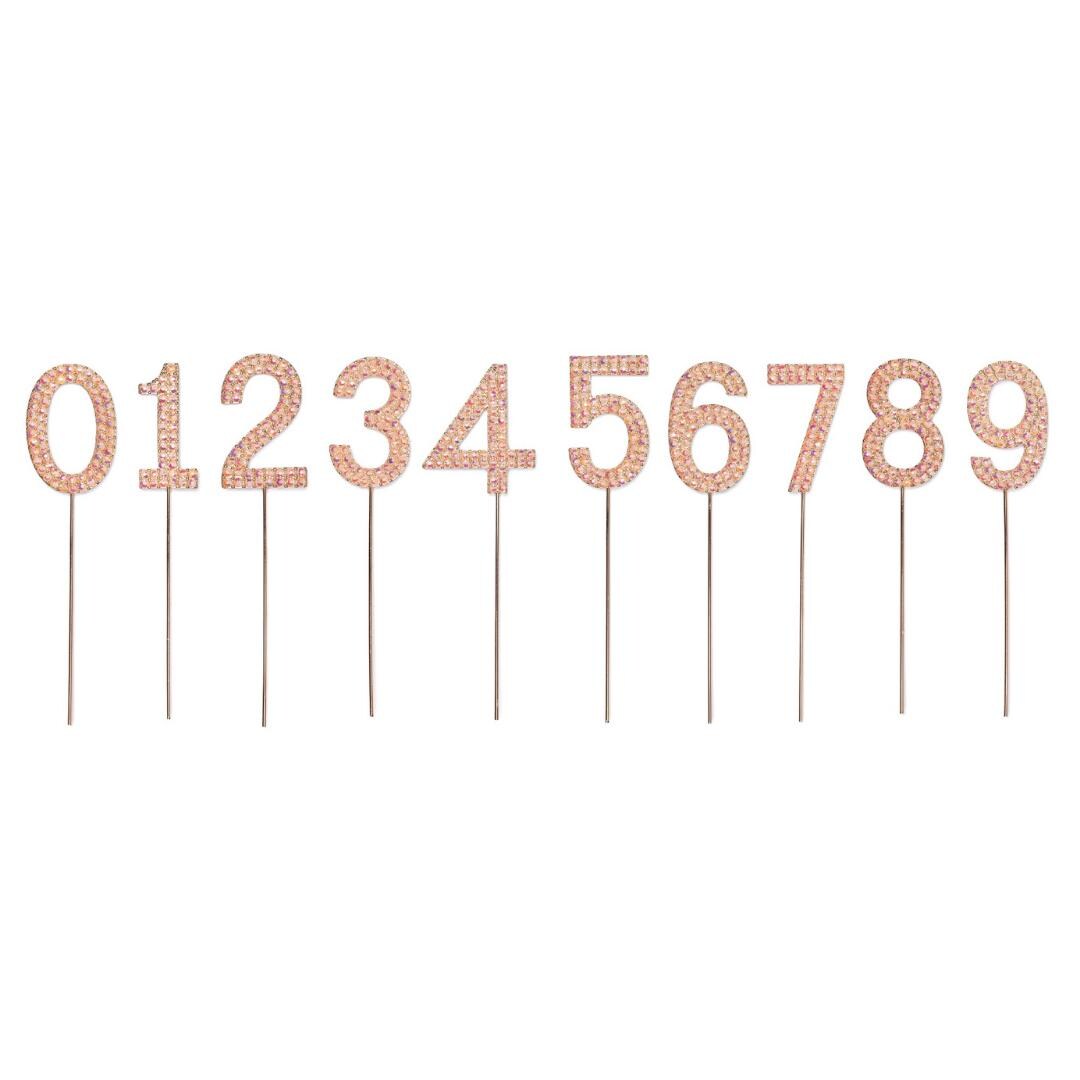0-9 Pink Rhinestone Cake Topper Numbers, Sparkly Birthday Cake ...