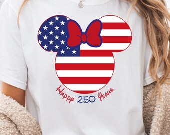 Patriotic Mouse Balloon T-Shirt, Stars and Stripes 4th of July Graphic Tee