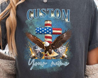 Custom USA Semiquincentennial Eagle Cross Shirt, Personalized 250th Freedom Tee