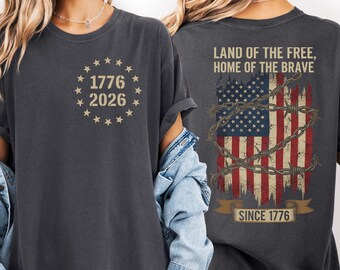 250th Anniversary T-Shirt, Distressed USA Flag, Patriotic Comfort Colors Tee
