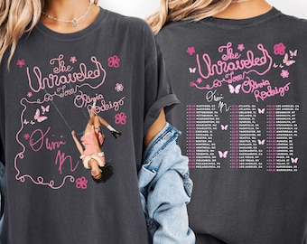 Olivia Rodrigo Unraveled Tour Shirt, Front Back Concert Tee, Pink Graphic Y2K Livies Gift