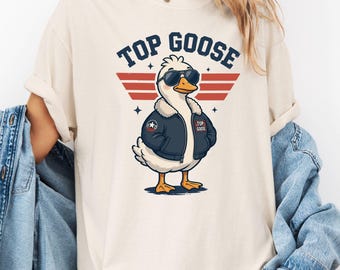 Top Goose Shirt: Retro Aviator Duck Parody Graphic Tee