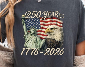 250th Anniversary Shirt: Vintage Eagle & Statue of Liberty, USA Semiquincentennial