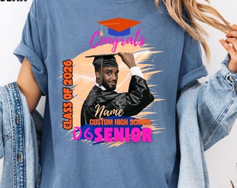 Custom Graduation Shirt with Photo Class of 2026 Senior Hoodie Personalized High School Gift