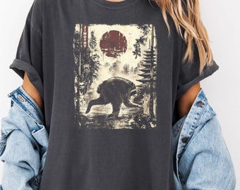 Jimothy Raccoon Japanese Graphic Tee, Comfort Colors Vintage Wildlife Shirt