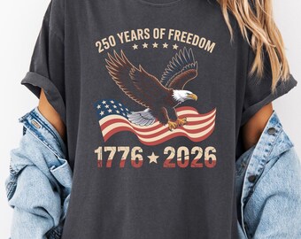 Semiquincentennial USA Eagle Flag Tee, 250 Years of Freedom