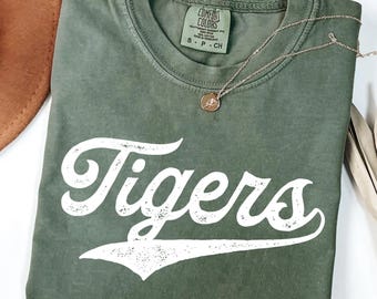 Tigers Football Comfort Colors Shirt: Game Day Mascot Tee