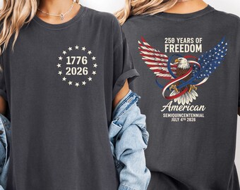250th Anniversary Shirt, Distressed USA Flag, Patriotic Graphic Tee