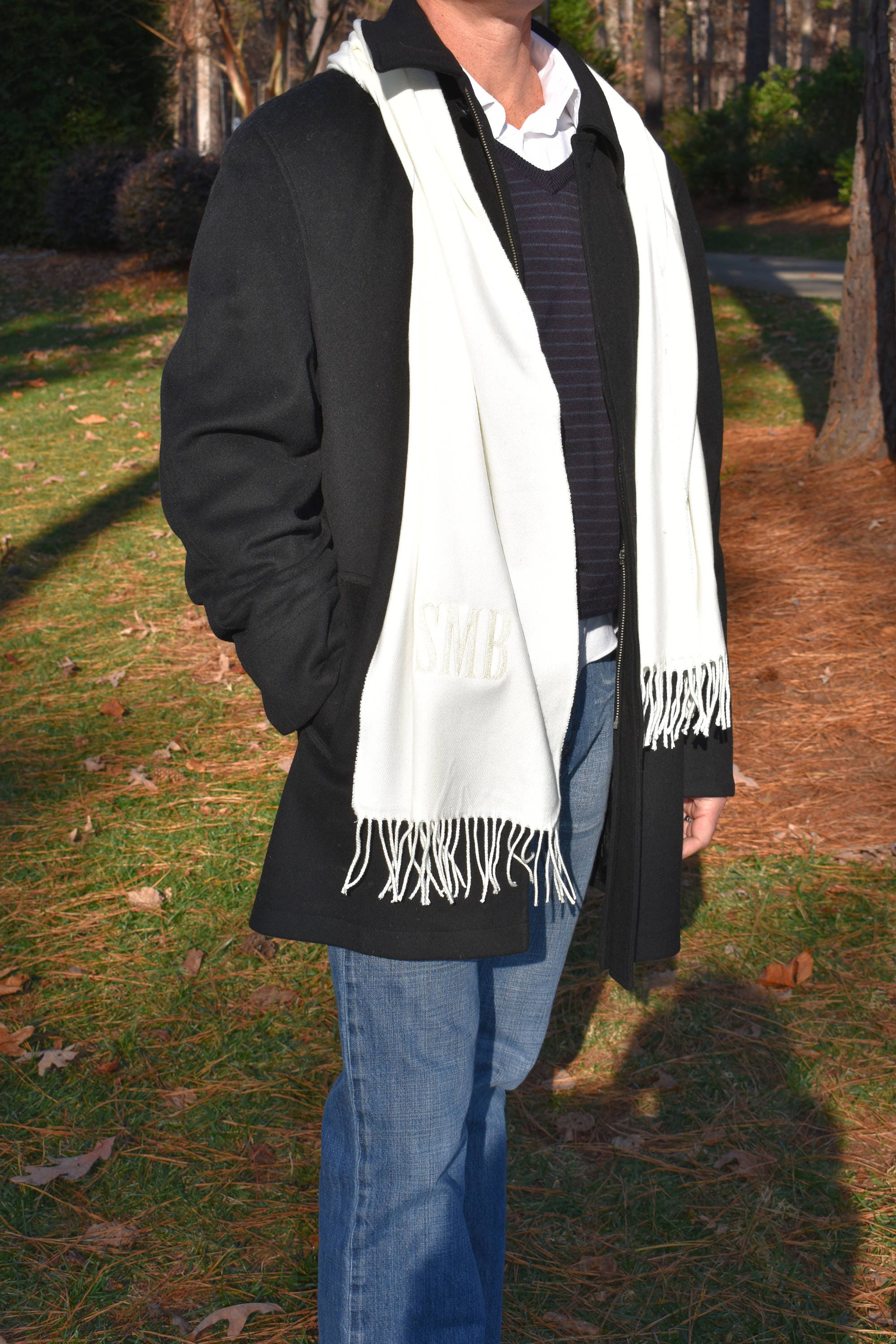mens cream cashmere scarf