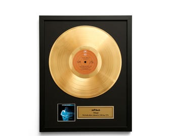 Jeff Beck – Wired – Gold Vinyl LP Record Album Wall Art – Framed Music Decor